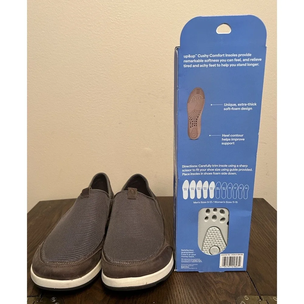 Olukai Men's Makia Slip-on Sneaker‎ Charcoal/Charcoal Size 11 New INSOLES